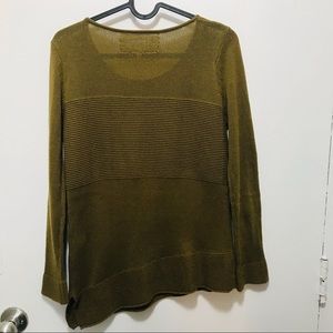 Pink Martini olive green long sleeve top size Small